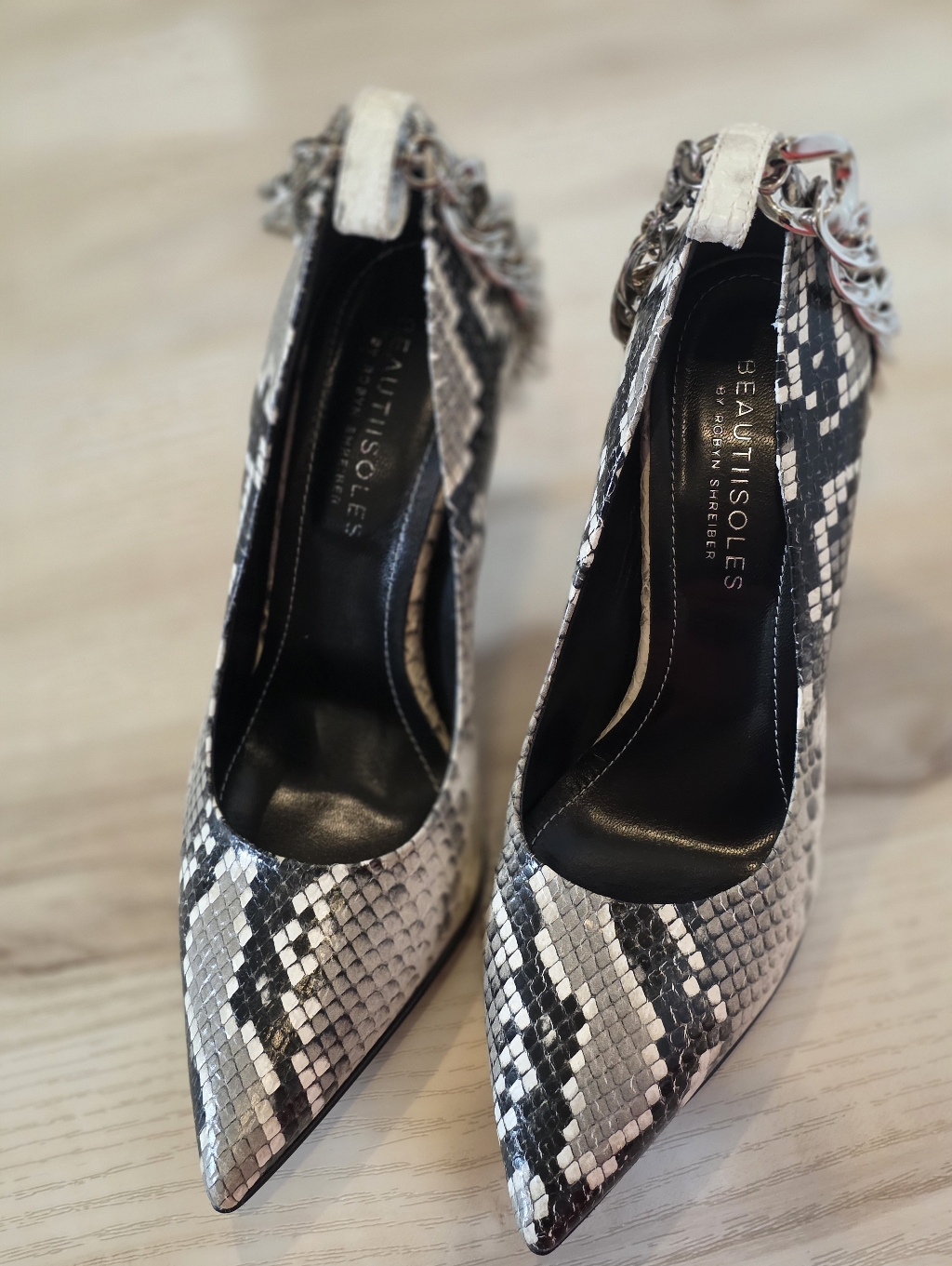 Beautiisoles Snake Print Chain Stiletto Pumps - Like New 8.5 — image 5 of 6